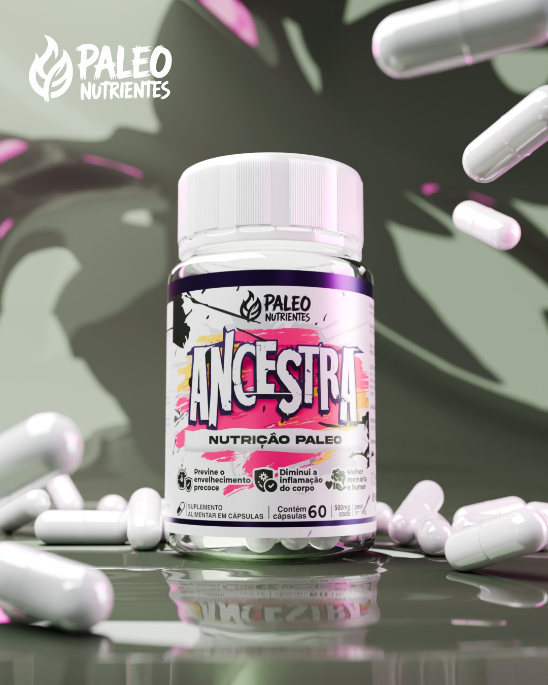 ANCESTRA — frasco com cápsulas paleo